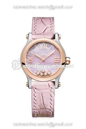 Chopard Happy Sport Watch 278573-6011 Steel / Pink gold Case Pink Dial