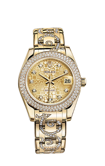 Rolex Pearlmaster Watch 81338-0029 34 mm Yellow gold Case Golden Dial