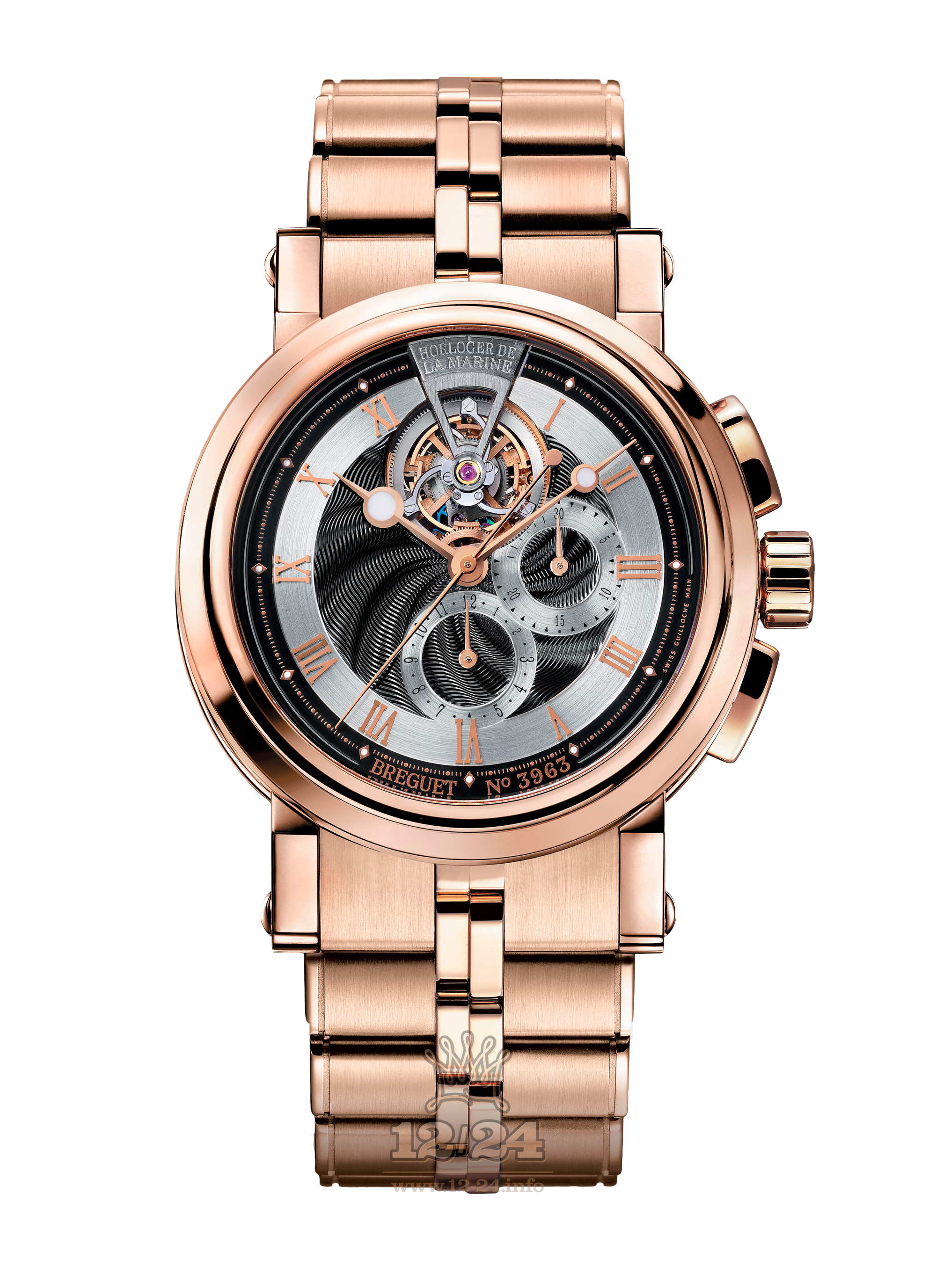 Breguet Marine Watch 5837BR/92/RZ0 42 mm Pink gold Case Black Silver Dial
