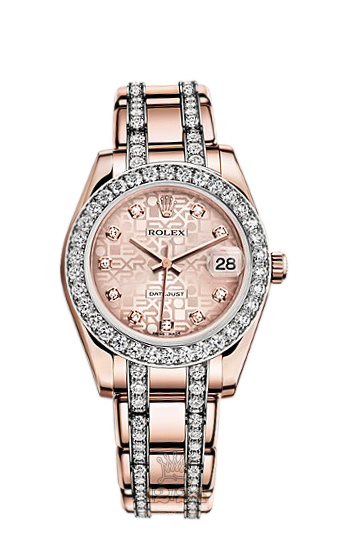 Rolex Pearlmaster Watch 81285-0031 34 mm Pink gold Case Pink Dial