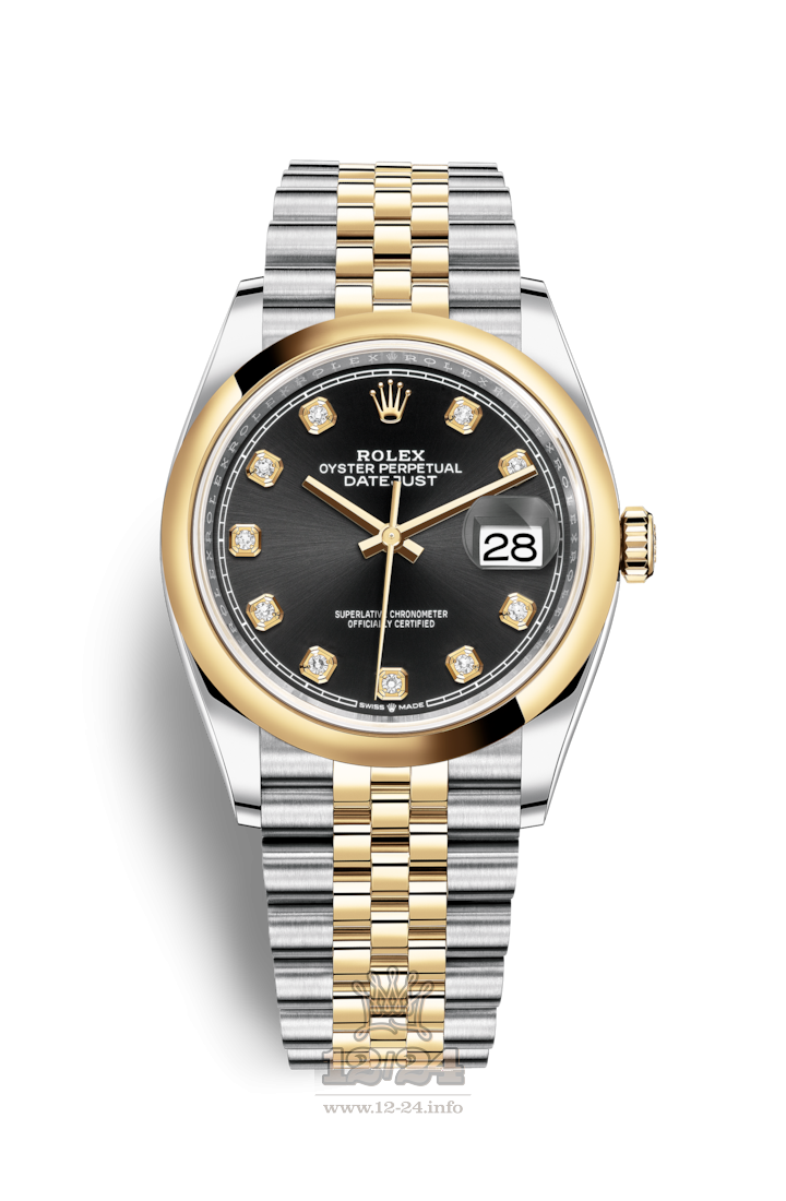 Rolex Datejust Watch 126203-0021 36 mm Steel / Yellow gold Case Black Dial