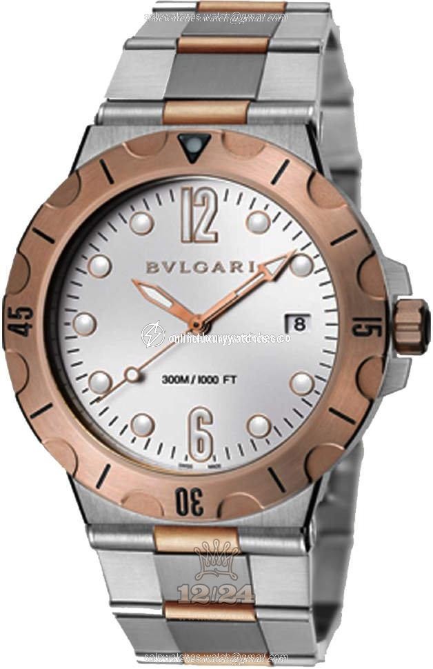 Bvlgari Diagono Watch 102325 DP41WSPGSD 41 mm Steel / Pink gold Case Silver Dial