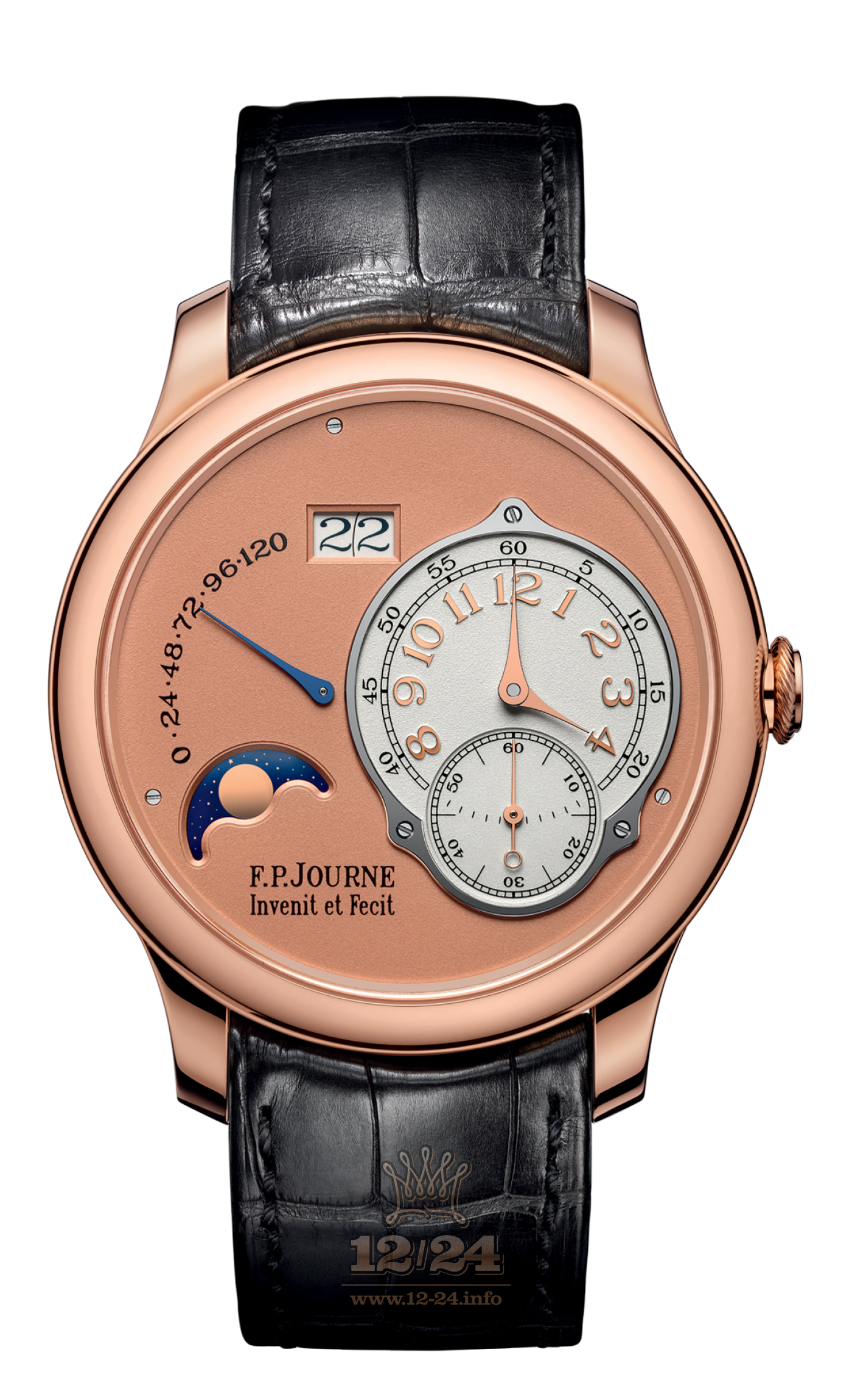 F.P.Journe Octa Watch FPJ-Co-Octa-Lune-LN-CuirOr 40 mm Pink gold Case White Golden Dial