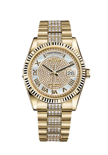 Rolex Day-Date Watch 118238-0406 36 mm Yellow gold Case White Silver Dial