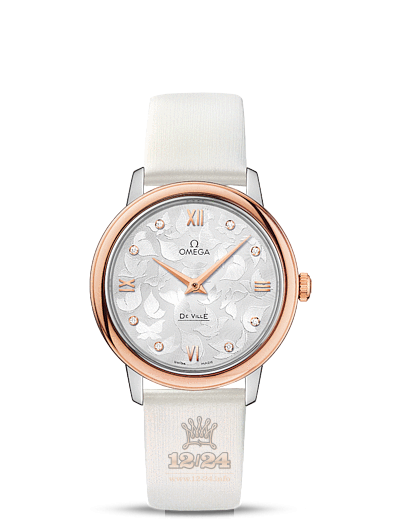 Omega Prestige Watch 424.22.33.60.52.001 33 mm Steel / Pink gold Case Silver Dial