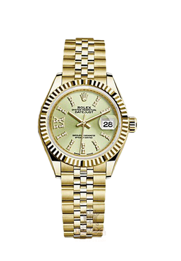 Rolex Datejust Watch 279178-0008 28 mm Yellow gold Case Yellow Green Dial