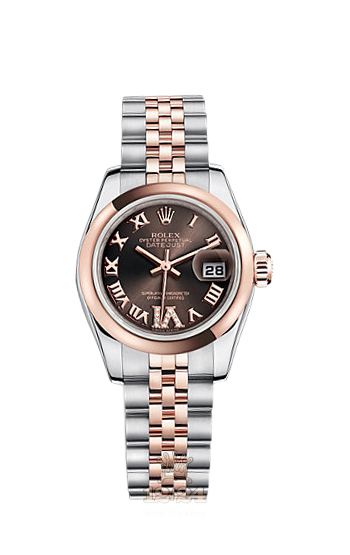 Rolex Lady-Datejust Watch 179161-0077 26 mm Steel / Pink gold Case Brown (chocolate) Dial