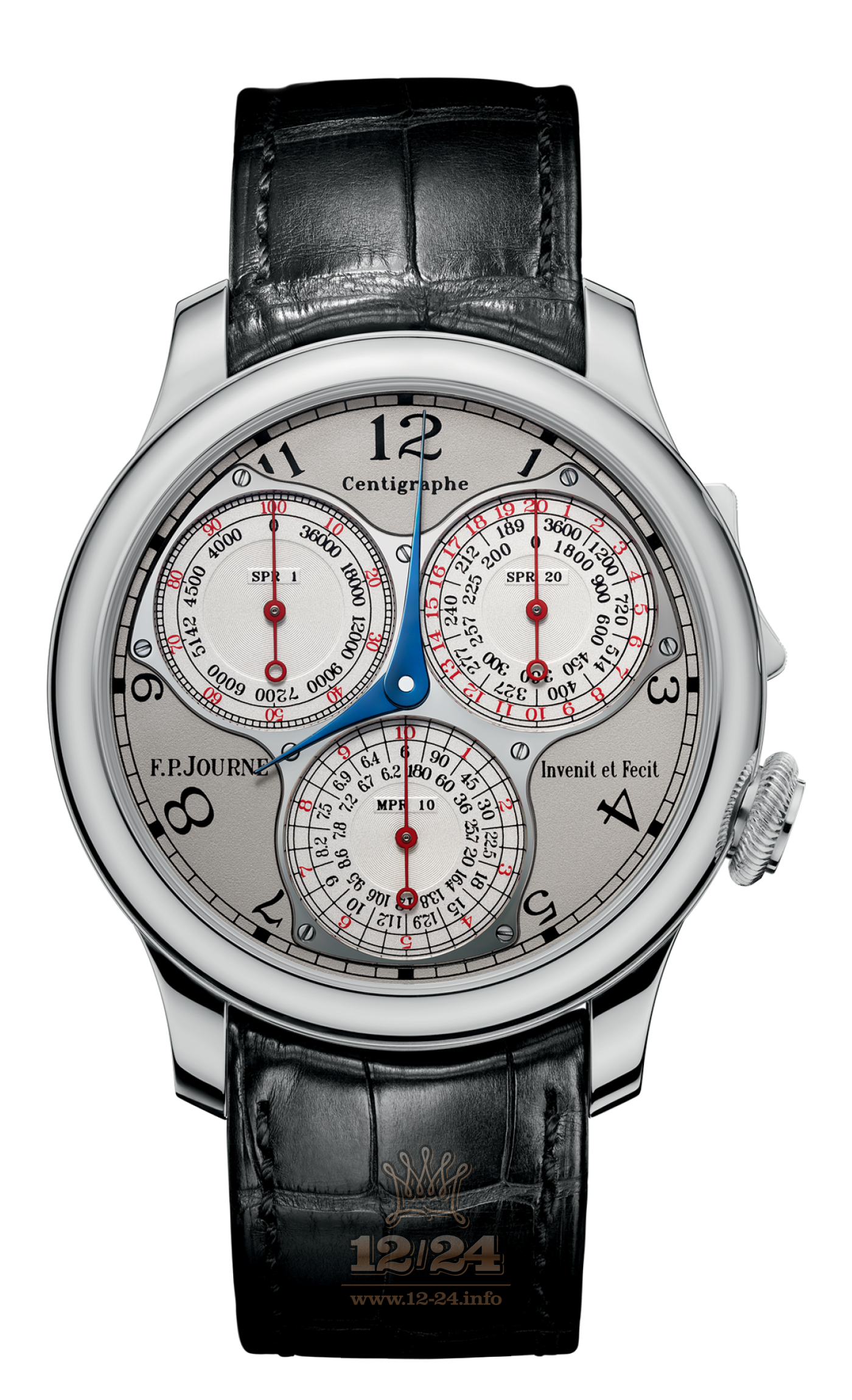 F.P.Journe Souveraine Watch FPJ-Co-Souveraine-Centigraphe-LN-CuirPl 40 mm Platinum Case White Silver Dial