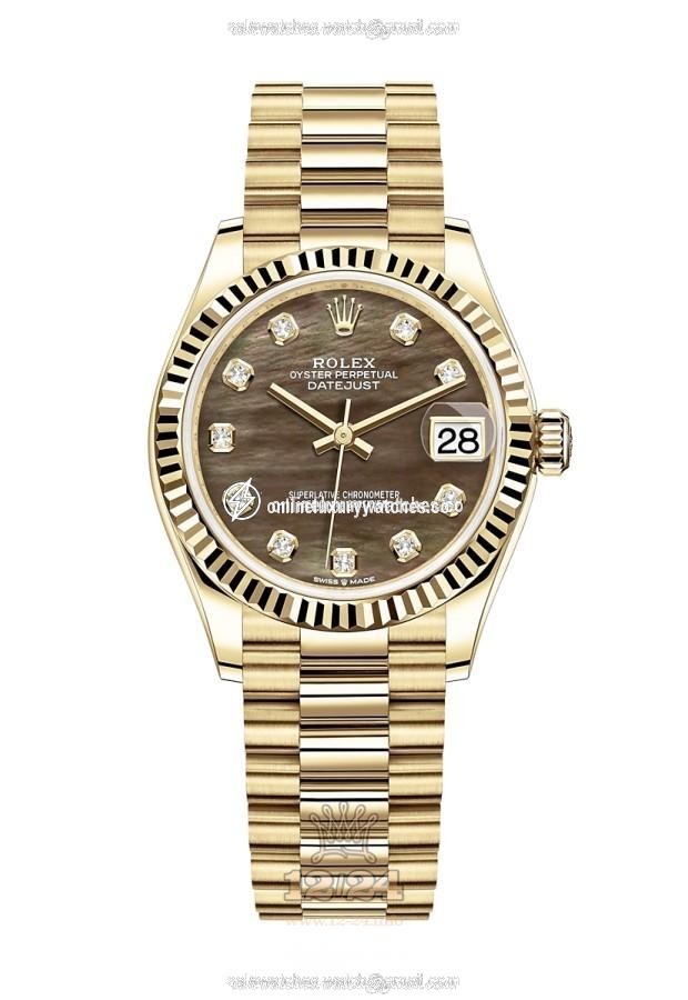 Rolex Datejust Watch 278278-0038 31 mm Yellow gold Case Black Dial