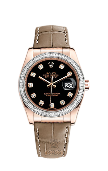Rolex Datejust Watch 116185bbr-0023 36 mm Pink gold Case Black Dial