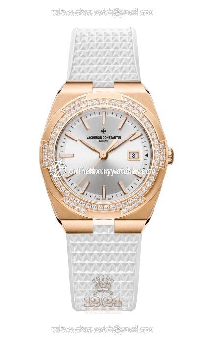Vacheron Constantin Overseas Watch 1205V/000R-B592 33 mm Pink gold Case Silver Dial