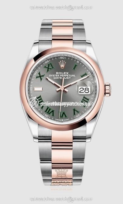 Rolex Datejust Watch 126201-0030 36 mm Stainless steel Pink gold Case Gray Dial