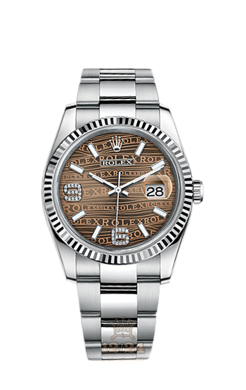 Rolex Datejust Watch 116234-0156 36 mm Steel / White gold Case Brown (chocolate) Dial