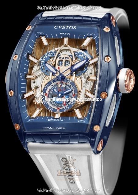 Cvstos Sea-Liner Watch Challenge GT Sea-Liner GMT Bicolor 45 mm Stainless steel Pink gold PVD coating Case Silver Dark blue Dial