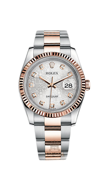 Rolex Datejust Watch 116231-0077 36 mm Steel / Pink gold Case Silver Dial