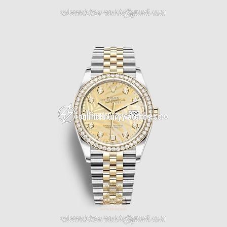 Rolex Datejust Watch 126283rbr-0029 36 mm Stainless steel Yellow gold Case Yellow Dial