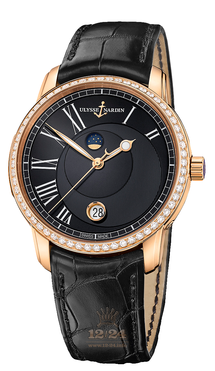Ulysse Nardin Classic Watch 8296-122B-2/422 40 mm Pink gold Case Black Dial