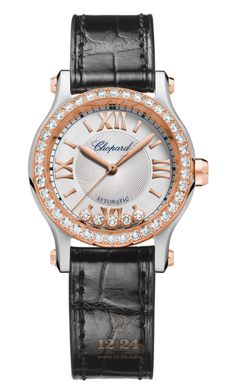Chopard Happy Diamonds Watch 278573-6003 30 mm Steel / Pink gold Case Silver Dial