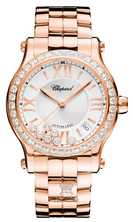 Chopard Happy Diamonds Watch 274808-5004 36 mm Pink gold Case Silver Dial