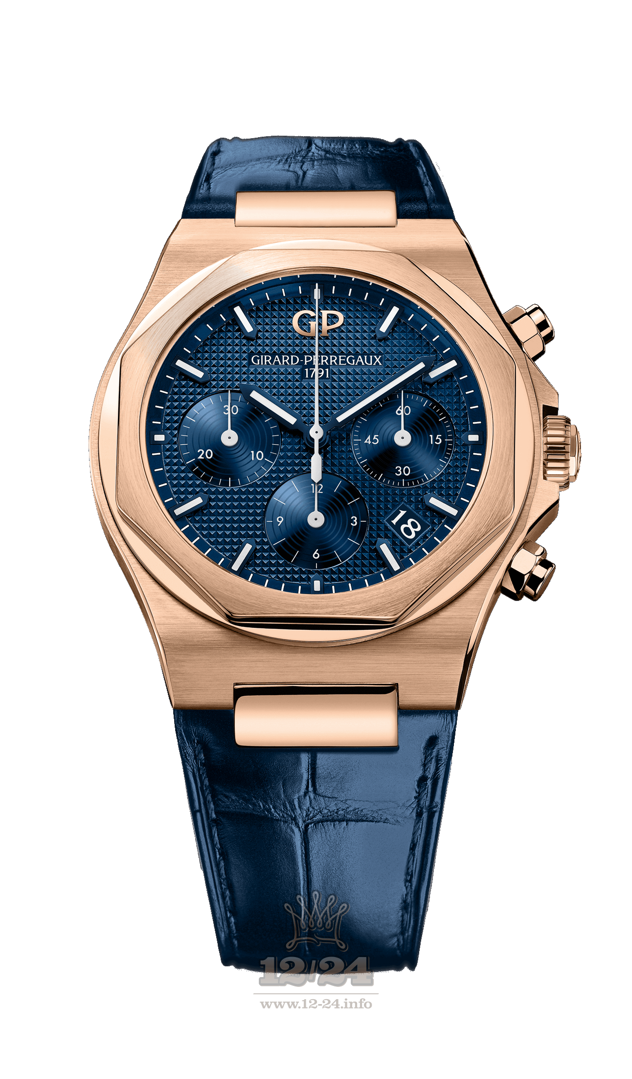 Girard Perregaux Laureato Watch 81040-52-432-BB4A Pink gold Case Dark blue Dial