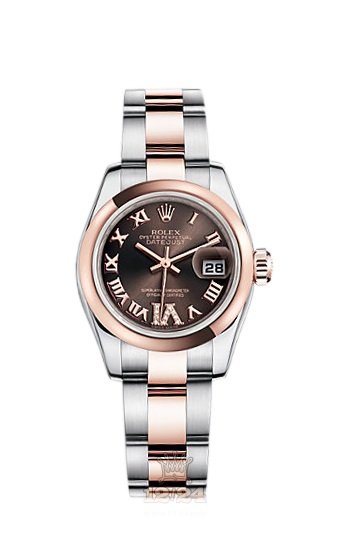 Rolex Lady-Datejust Watch 179161-0074 26 mm Steel / Pink gold Case Brown (chocolate) Dial