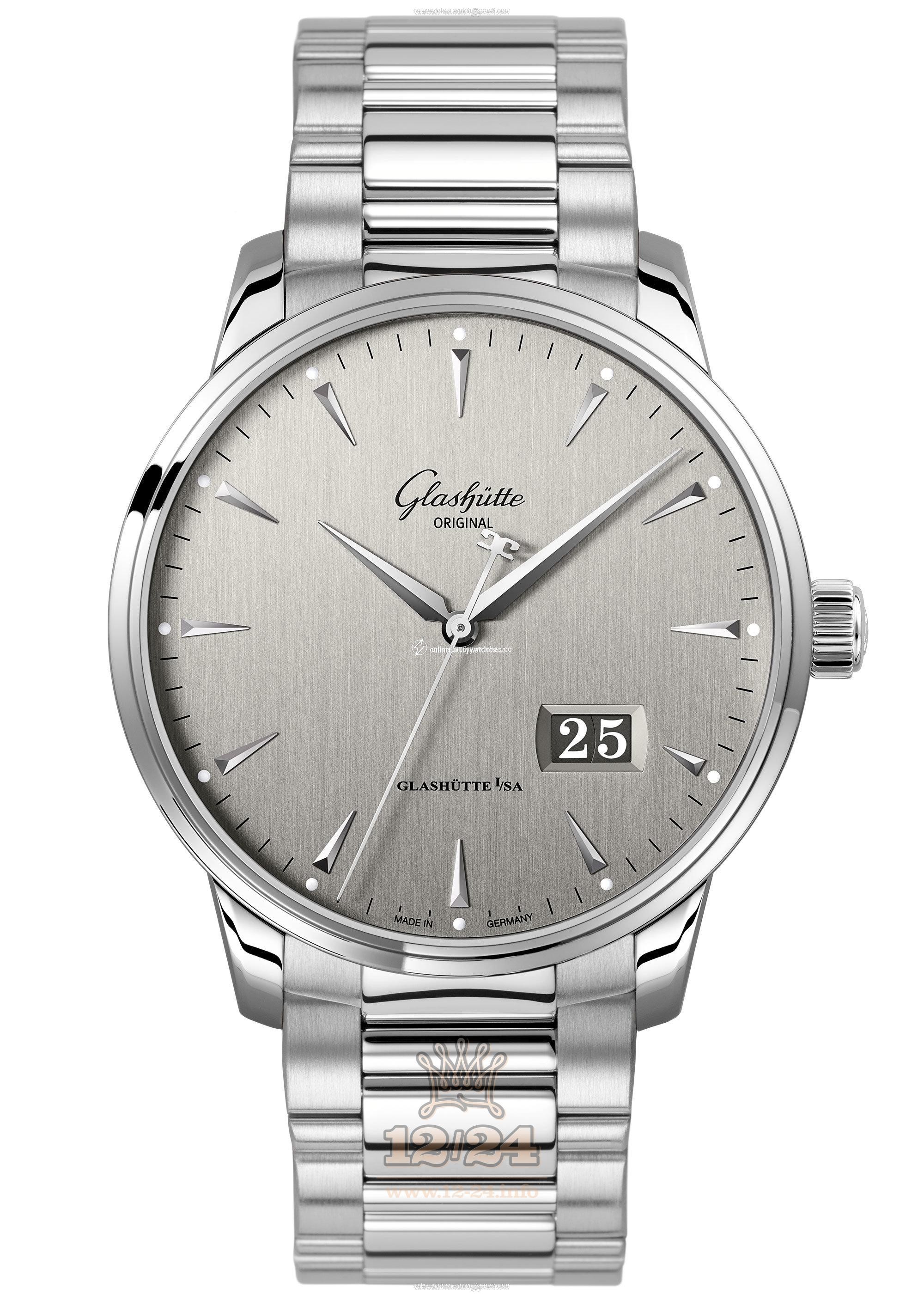 Glashutte Senator Watch 1-36-03-03-02-70 42 mm Stainless steel Case Gray Silver Dial