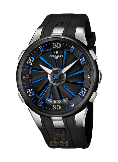 Perrelet Turbine Watch A1050/5 48 mm Stainless steel Titanium PVD coating Case Black Dark blue Dial