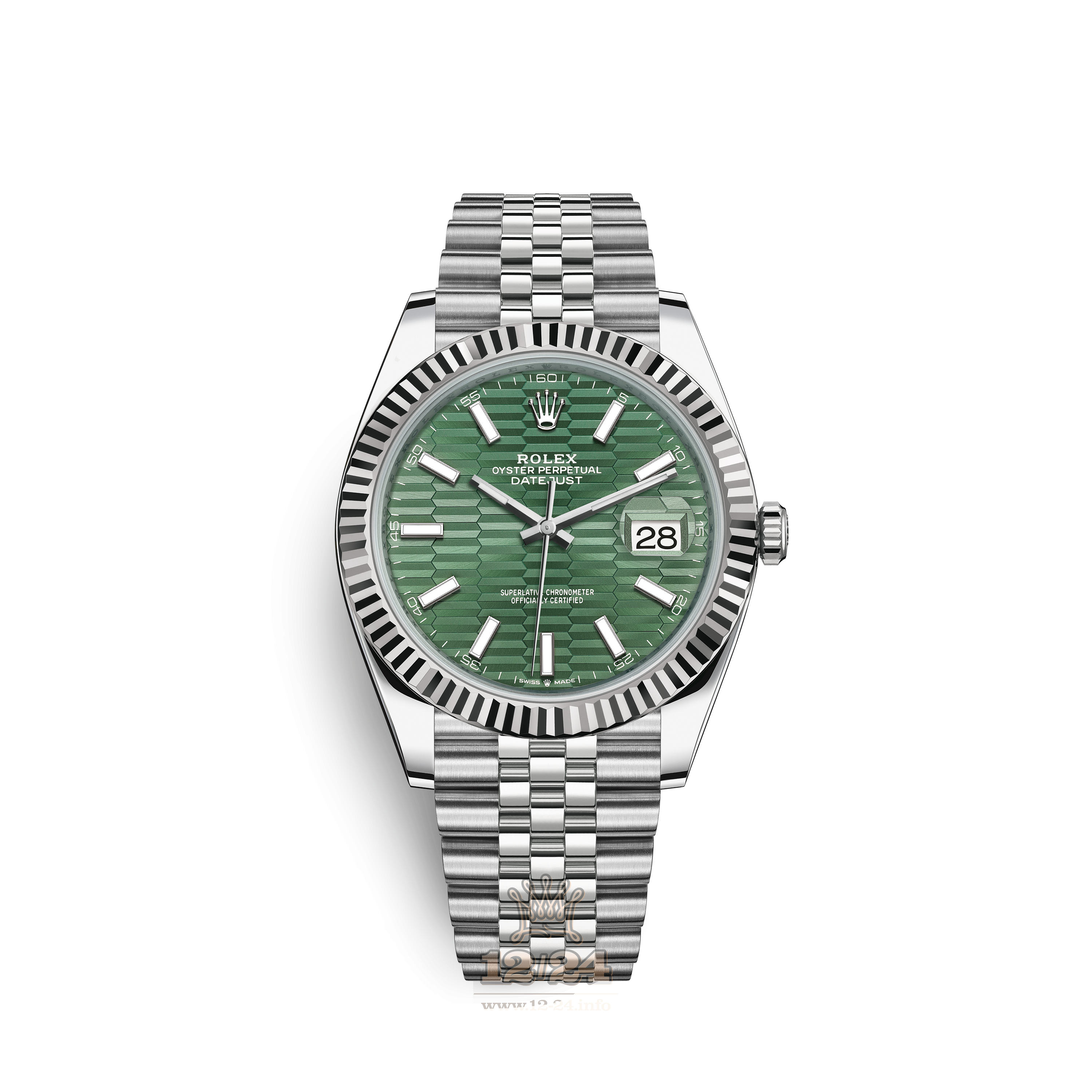 Rolex Datejust Watch 126334-0030 41 mm Stainless steel White gold Case Green Dial