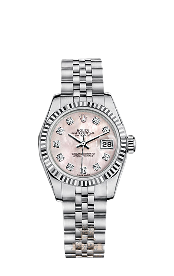Rolex Lady-Datejust Watch 179174-0060 26 mm Steel / White gold Case Pink Dial