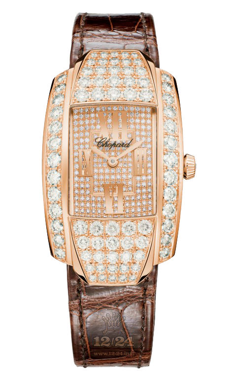 Chopard La Strada Watch 419403-5007 45 mm Pink gold Case Silver Golden Dial
