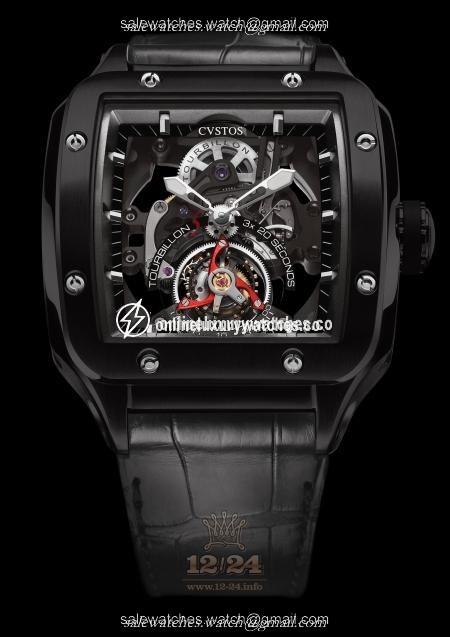 Cvstos Evosquare Watch Evosquare-50-T-S-Tourbillon-Sport Black Titanium PVD coating Case Black Dial