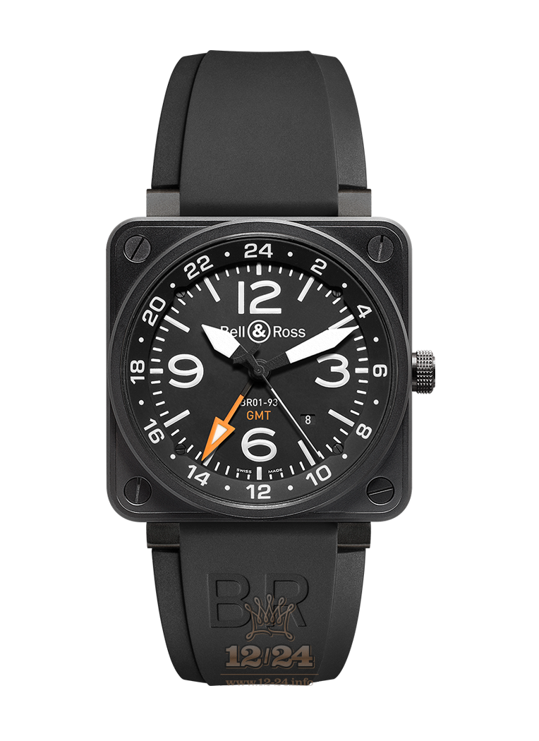 Bell & Ross Instruments Watch BR0193-GMT 46 mm Stainless steel PVD coating Case Black Dial
