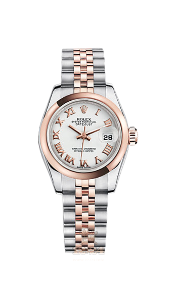 Rolex Lady-Datejust Watch 179161-0071 26 mm Steel / Pink gold Case White Dial