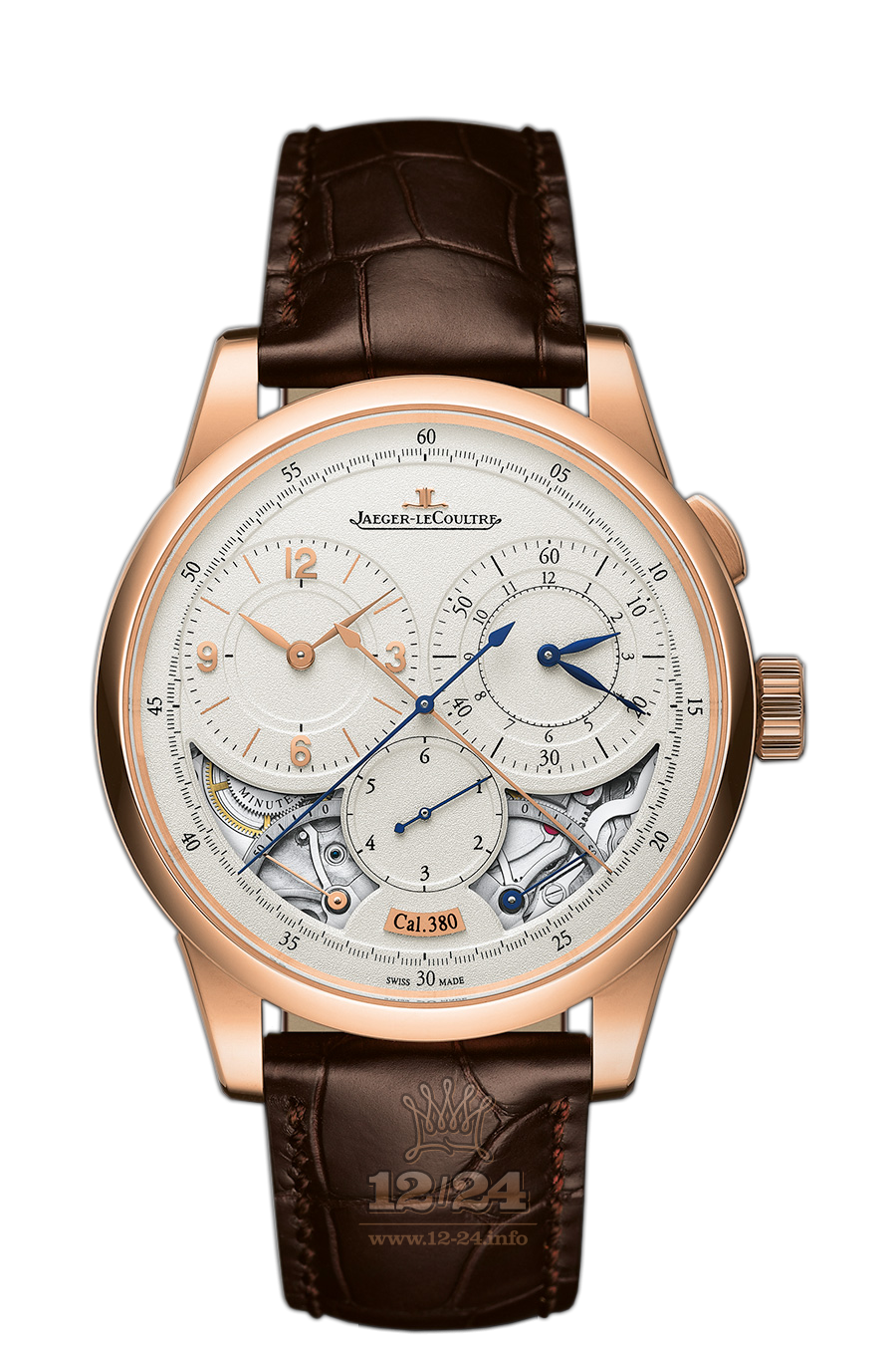 Jaeger-LeCoultre Duometre Watch 6012521 42 mm Pink gold Case White Silver Dial