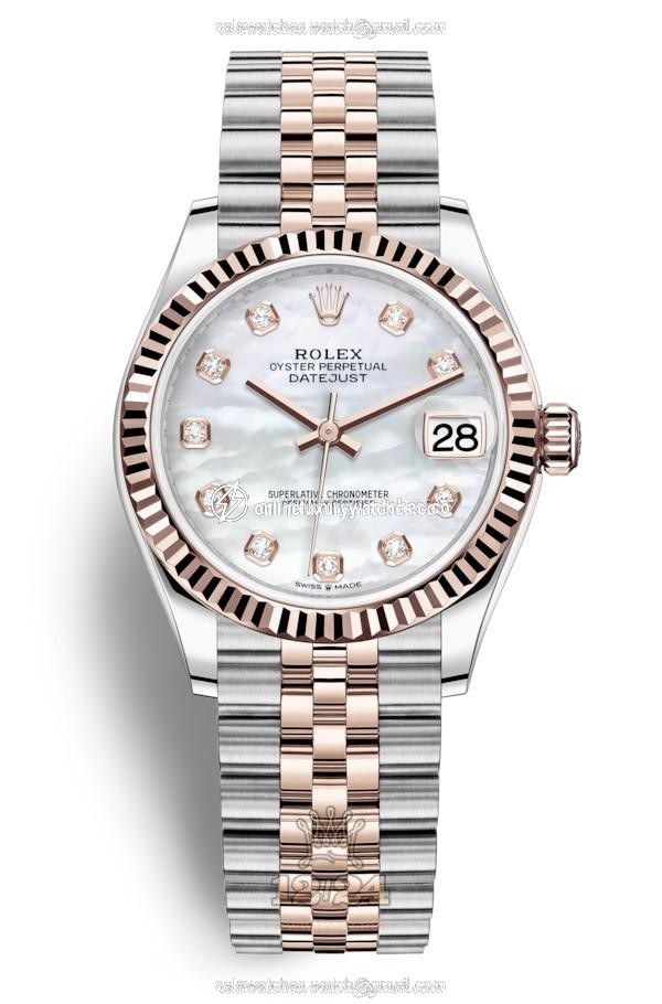 Rolex Datejust Watch 278271-0026 31 mm Stainless steel Pink gold Case White Dial