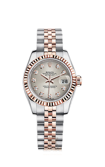 Rolex Lady-Datejust Watch 179171-0027 26 mm Steel / Pink gold Case Silver Dial