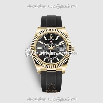 Rolex Sky-Dweller Watch 326238-0009 42 mm Yellow gold Case Black Dial