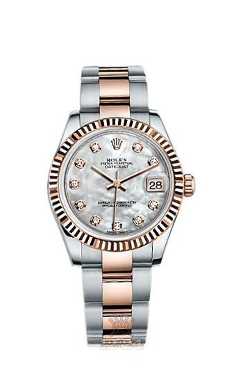 Rolex Lady-Datejust Watch 178271-0058 31 mm Steel / Pink gold Case White Dial