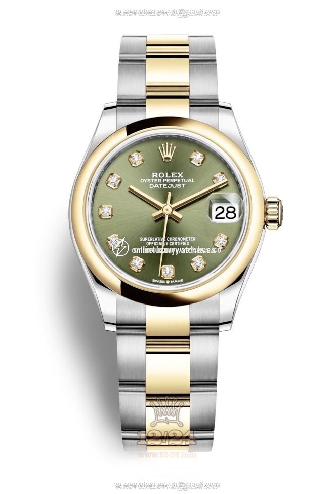 Rolex Datejust Watch 278243-0029 31 mm Stainless steel Yellow gold Case Green Dial