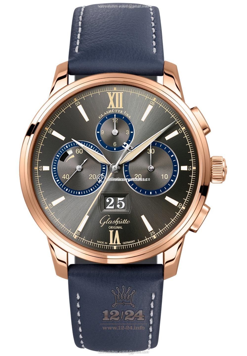 Glashutte Senator Watch 1-37-01-04-05-55 42 mm Pink gold Case Gray Dial
