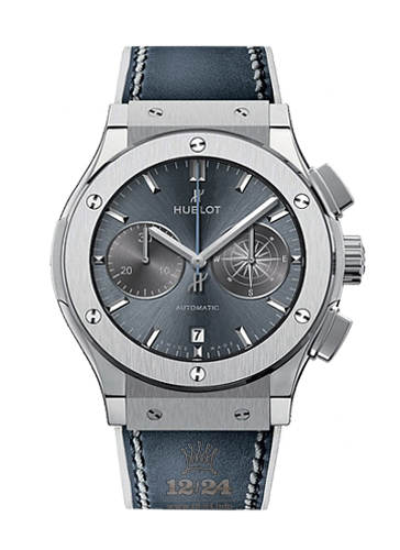 Hublot Classic Fusion Watch 521.NE.7170.VR.LGO17 45 mm Titanium Case Gray Blue Dial