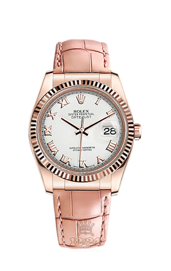 Rolex Datejust Watch 116135-0044 36 mm Pink gold Case White Dial
