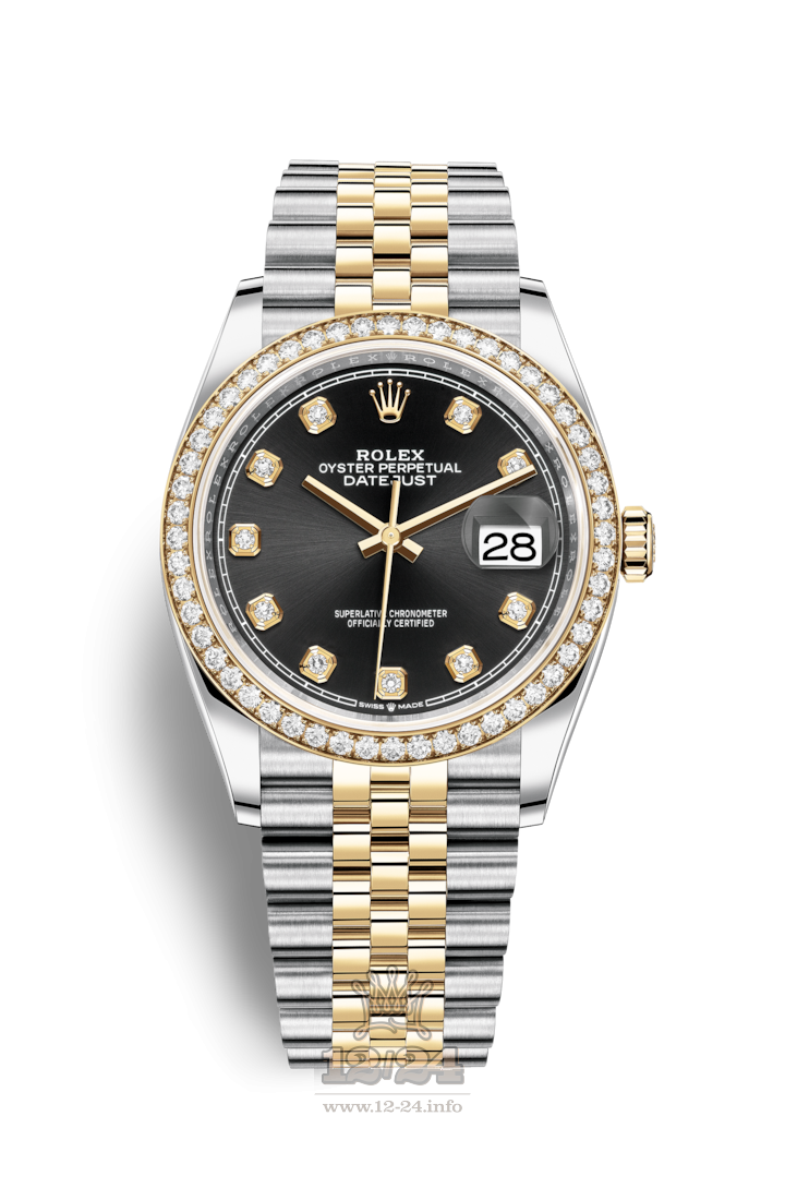 Rolex Datejust Watch 126283rbr-0007 36 mm Steel / Yellow gold Case Black Dial