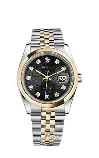 Rolex Datejust Watch 116203-0180 36 mm Steel / Yellow gold Case Black Dial