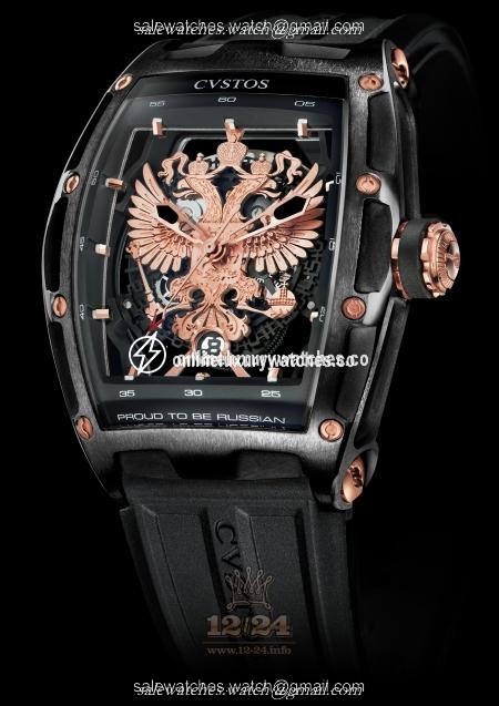 Cvstos Limited Edition Watch GT Case Proud Be Russian Black Steel PVD Stainless steel PVD coating Case Black Golden Dial