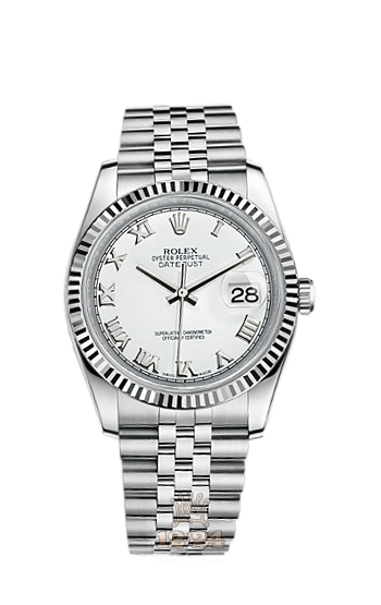 Rolex Datejust Watch 116234-0089 36 mm Steel / White gold Case White Dial