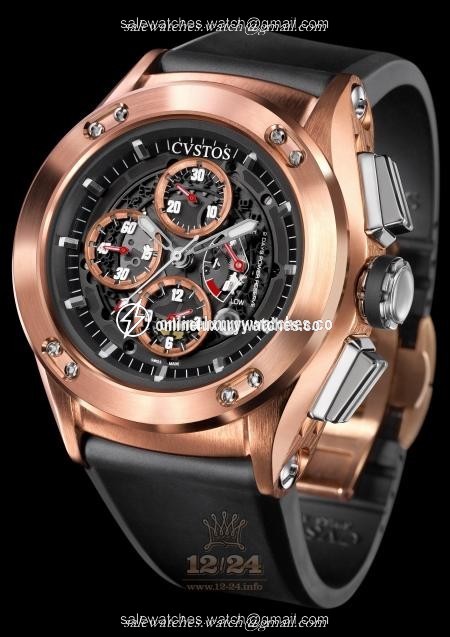 Cvstos Challenge-R Watch CR C RGR Pink gold Case Black Golden Dial