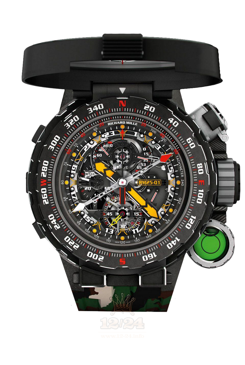 Richard Mille Men's Collection Watch RM25-01 55 mm Titanium Carbon Case Black Gray Dial