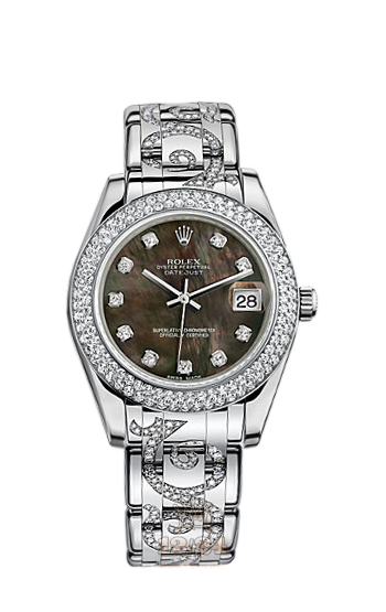 Rolex Pearlmaster Watch 81339-0034 34 mm White gold Case Black Dial
