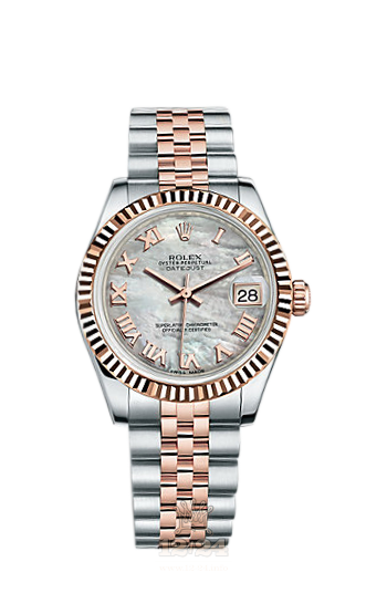 Rolex Lady-Datejust Watch 178271-0059 31 mm Steel / Pink gold Case White Dial